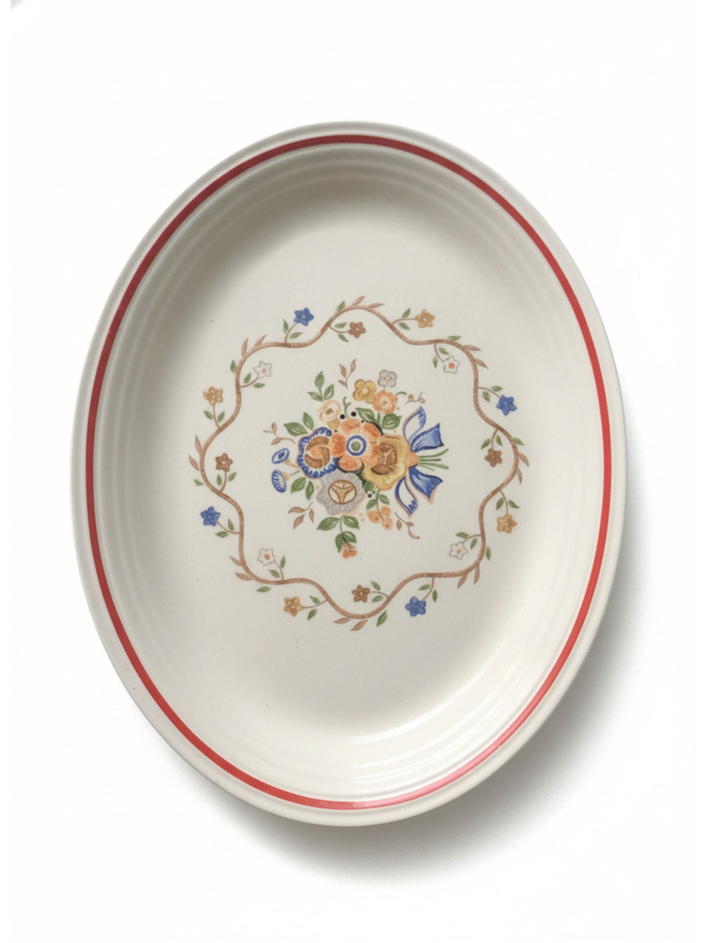 Universal-Cambridge Upico Ivory Floral Oval Serving Platter